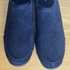 Lands' End Unisex Youth 6 M All Weather Suede Slip On Moc Shoes Navy NWOT
